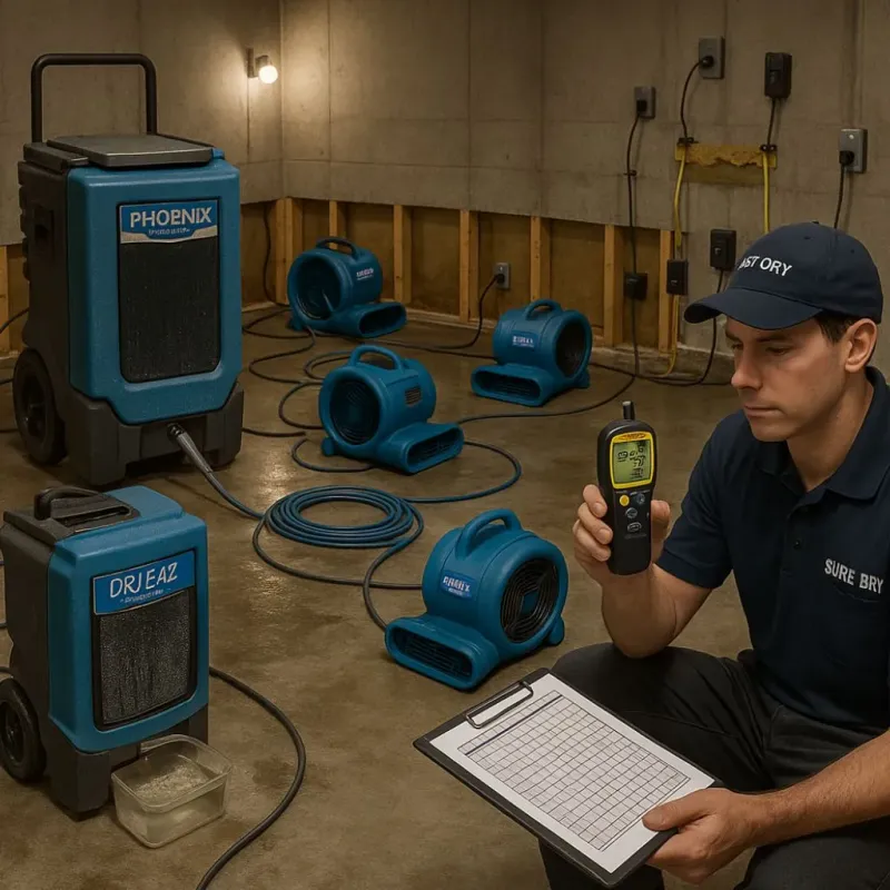 Structural Drying and Dehumidification process in Galveston County, TX